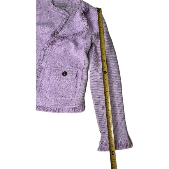 NIC+ZOE FRINGE MIX KNIT POCKET JACKET Open Front Blazer Tulip M NWT - Picture 8 of 9